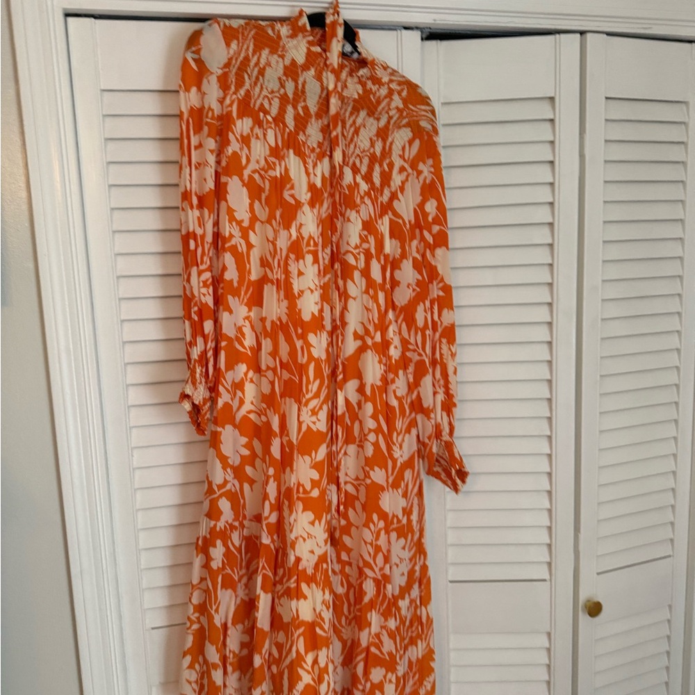 Floral Orange and Cream Dress